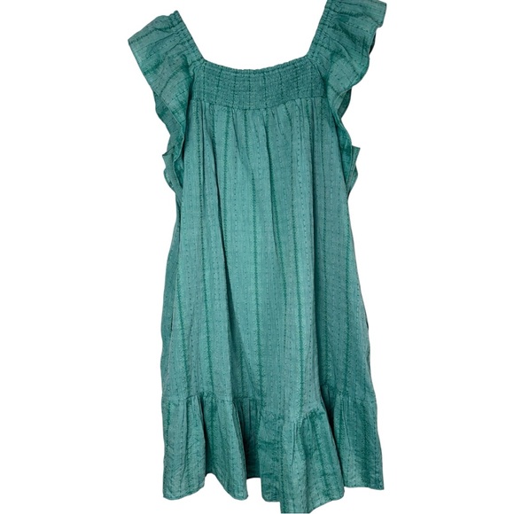 LC LAUREN CONRAD Smocked Ruffle Sleeve Midi Dress LARGE - Picture 6 of 9